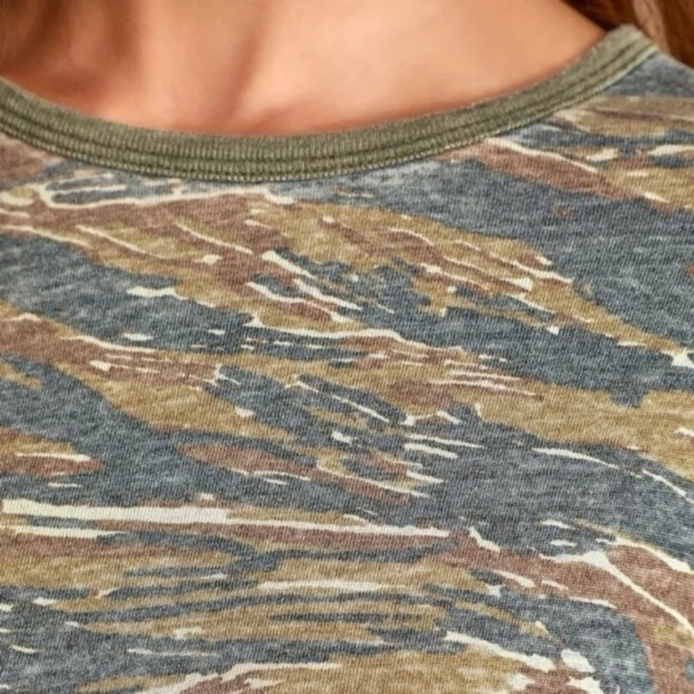 Free People/We The Free Arielle Long Sleeve Top-Camo Tiger Combo